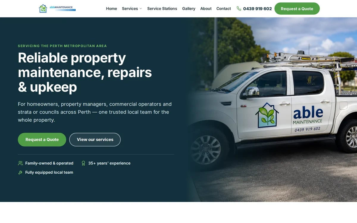 Able Maintenance Group website preview