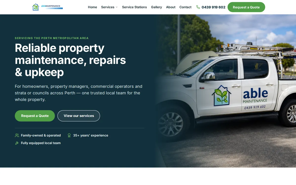 Able Maintenance Group website preview